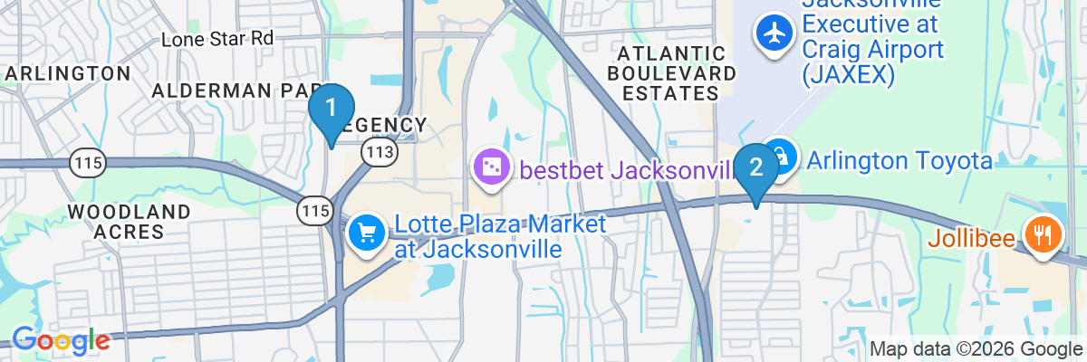 Map showing facility locations