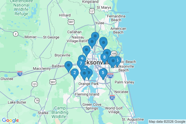 Map showing facility locations
