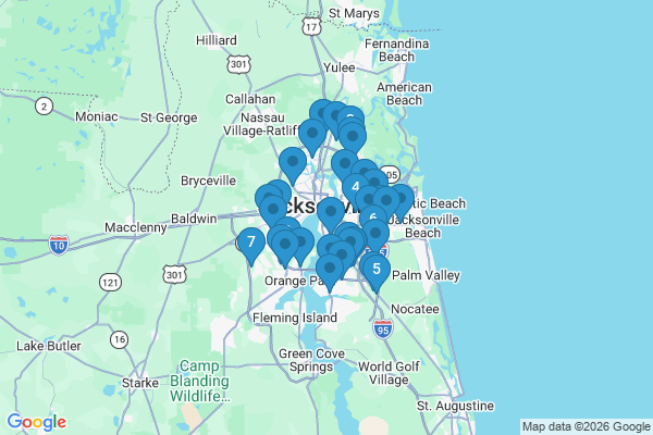 Map showing facility locations