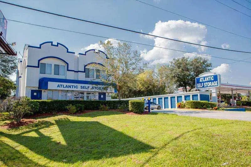 Front entrance and outside units at Atlantic Self Storage in Townsend