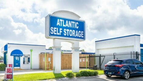 Exterior of office building and location sign at Regency Self Storage of Atlantic Self Storage