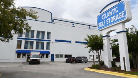Atlantic Self Storage exterior with a uhaul truck outside