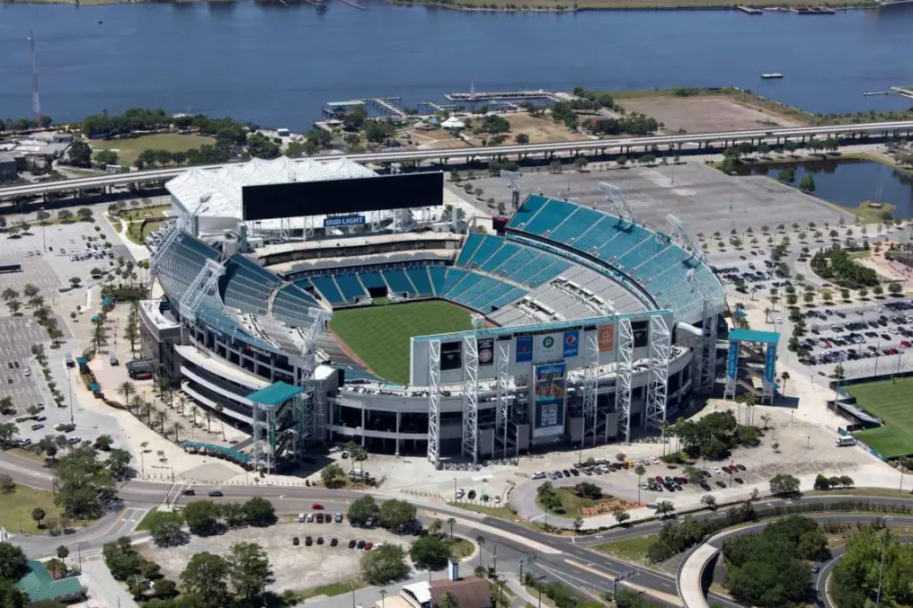 An aerial view of EverBank Stadium, the home of the Jacksonville Jaguars.